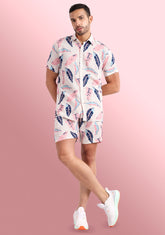 Pink Leaf Half Sleeve Co-Ords Set